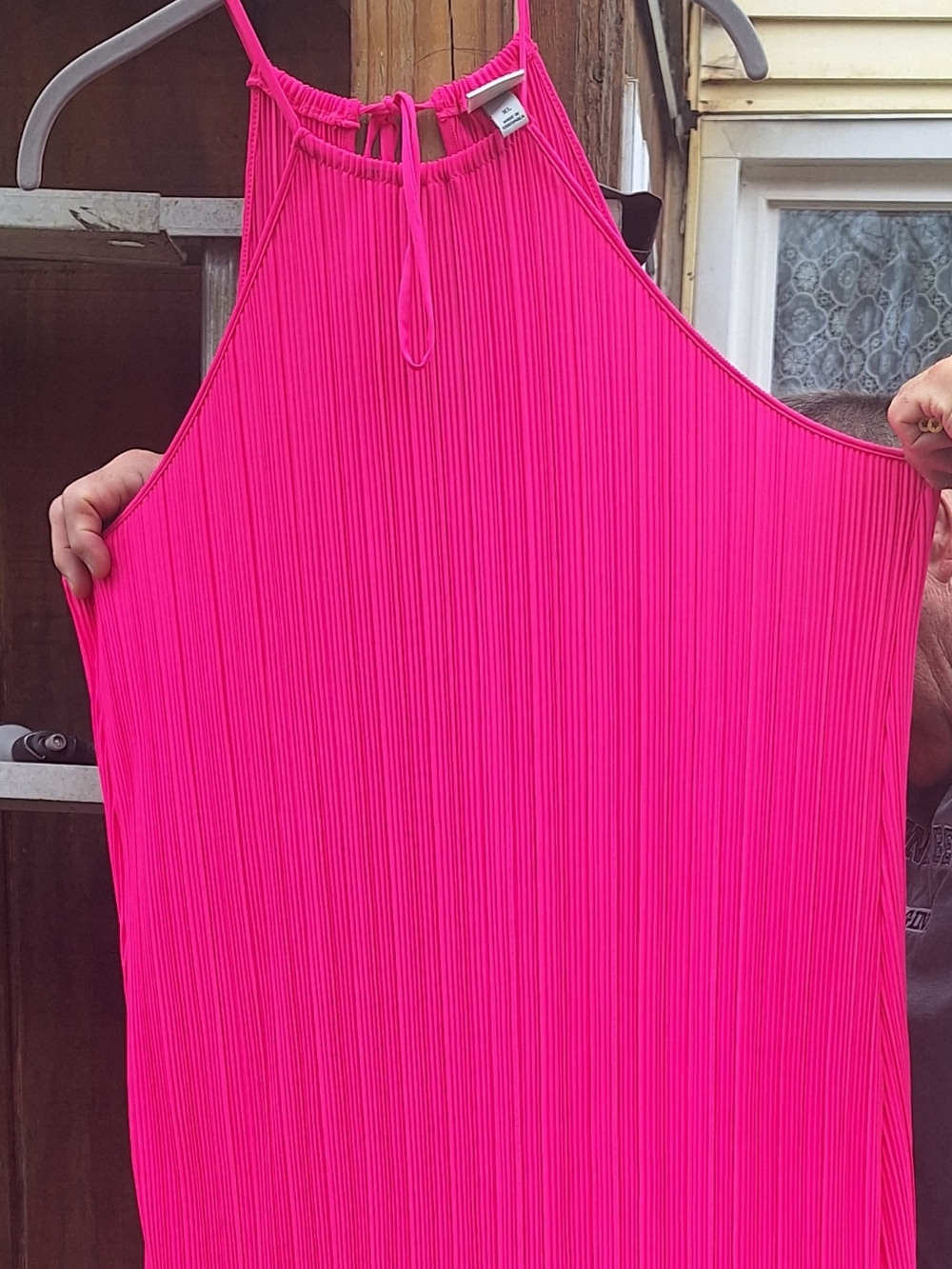 Bright Fuchsia Pleated Halter Dress